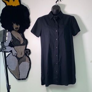 Lands' End Black Polo Collar Shirt Dress